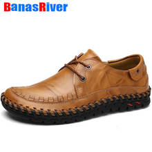 New Men Leather Casual Shoes Spring Lace Up Flats Summer Comfortable Handmade Moccasins Brand Outdoor Training Walking Footwear 2024 - buy cheap