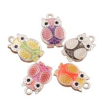 Enamel Owl Charm Beads MIC 6Colors 13.5x20mm 10pcs Plated Pendants Fashion Jewelry DIY L1599 2024 - buy cheap