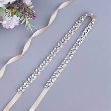 TOPQUEEN S383-S Wedding Belt With Pearls Rhinestones Bride Dress Silver Thin Diamond Sash Women Party Gown Trim Applique 2024 - buy cheap