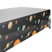 Toalha de mesa descartável para festa de feliz aniversário, 130*220cm, terra de astronauta, ambiente adorável, festa de feliz aniversário, suprimentos 2024 - compre barato