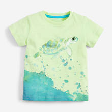 Little Maven New Summer Children Light Green Sea Turtle Printed O-neck Short-sleeved Cotton Knitted Boys Casual Tshirts Tops 2024 - buy cheap