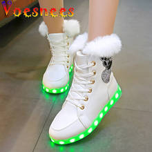 Voesnees-Botas planas para mujer, zapatos planos de piel con cordones, luz LED, conciso, básico, informal, venta directa 2024 - compra barato