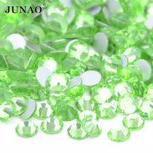 JUNAO-diamantes de imitación de cristal verde claro para uñas, piedras y cristales para decoración de uñas, SS6 SS8 SS10 SS16 SS20 SS30, Strass 2024 - compra barato