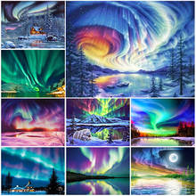 Sale 5D DIY Diamond Painting Aurora Landscape Cross Stitch Kit Full Drill Square Embroidery Mosaic Art Picture Home Decor Gift 2024 - buy cheap