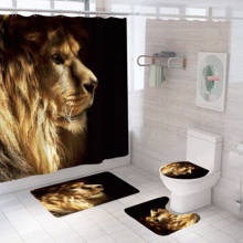 Cortina de banheiro luxuosa com leão dourado 3d, cortina de poliéster à prova d'água para banheira, polvo lavável, decoração de banho 2024 - compre barato