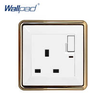 Wallpad Switched 3 Pin UK 13A Socket With On Off Button Wall Electrical Power Socket Outlet Gold Panel 2024 - buy cheap