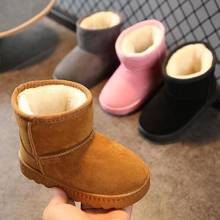 Детские зимние ботинки для мальчиков и девочек, зимние теплые ботинки с плюшевой подкладкой из коровьей кожи, детские зимние ботинки для маленьких девочек и мальчиков, 2020 2024 - купить недорого
