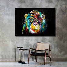 Engraçado bonito macaco colorido pintura da lona cartaz impressão da arte parede imagem para sala de estar decoração casa parede sem moldura 2024 - compre barato