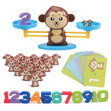 Brinquedo de tabuleiro montessori, balança de matemática educacional, jogo de tabuleiro para bebês, macaco, porco, gato, animal, aprendizado infantil 2024 - compre barato