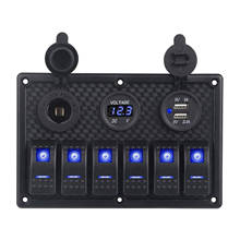 Panel basculante LED de 5/6 entradas, voltímetro Digital a prueba de agua, doble puerto USB, toma de corriente de 12V, combinación de interruptor para coche y barco 2024 - compra barato