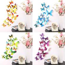 12 pçs pvc 3d borboleta decoração da parede bonito bonito borboletas adesivos de parede arte decalques para casa crianças decoração do quarto arte da parede etiquetas 2024 - compre barato