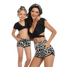 Summer Family Matching Swimwear Mother Daughter Bikini Two Piece Bathing Suit Swimwear Family Leopard Print Kids Mom Swimsuit 2024 - buy cheap