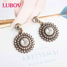 LUBOV Exaggerated opal Round Crystal Boucles Oreilles Pendan Earrings Women Drop Earrings Bijoux Acier Inoxydab 2024 - buy cheap
