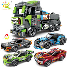 HUIQIBAO 4in1 City Speed Champions Racing Car Building Blocks Automobile Sport Truck Super Racers Figures Bricks Children Toys 2024 - buy cheap