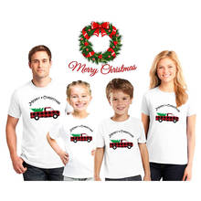 Plaid Truck Cute Print Christmas Family Matching T-shirt Baby Child Mom and Dad Family Look Christmas Tops Tee Shirts 2024 - buy cheap
