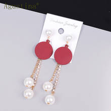 Agustina 2020 Trendy Fashion Crystal pearl Charm Drop Earrings Jewelry Women Bohemian Wedding Cute Earrings Statement Wholesale 2024 - buy cheap