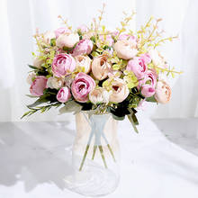 Шелковые розы, искусственные цветы, Свадебный маленький букет для дома, свадьбы, Рождества, украшения, высокое качество, пластиковые искусственные цветы, Декор 2024 - купить недорого