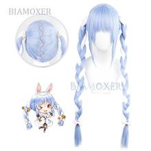 VTuber Bunny Girl Usada Pekora Wigs Braids Hololive Fantasy Cosplay Long Braided Hair Blue White Synthetic Hair Role Play 2024 - buy cheap