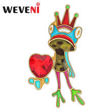 WEVENI Enamel Alloy Rhinestone Heart Crown Frog Brooches Cute Animal Clothes Jewelry For Girls Lover Fashion Wedding Gift Charms 2024 - buy cheap