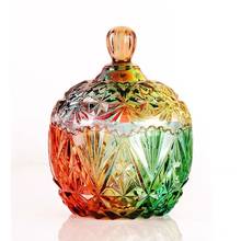 Rainbow Crystal Glass Storage Jar Lids Candy Jar Glass Container Jewelry Cotton Swab Box Storage Interior Tabletop Decoration 2024 - buy cheap