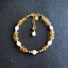 Lii Ji Natural Stone Citrine Freshwater Pearl Pyrite Bracelet American 14K GF Gold Color Adjustable  Bracelet For Women Gift 2024 - buy cheap