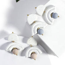 AENSOA Handmde Speckled White Polymer Clay Drop Earrings for Women Bead Pendant Geometric Dangle Earrings Unusual Jewelry 2022 2024 - buy cheap
