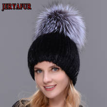 Jeryafur chapéu de pele de vison russo, chapéu feminino para inverno, artesanal de vison e raposa com frete grátis 2024 - compre barato