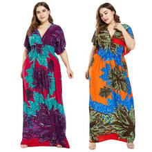 Summer Women Bohemian Maxi Dress Boho Print Long Holiday Beach Sundress Kaftan Plus Size Dubai Abaya Caftan Muslim Gown Vestidos 2024 - buy cheap