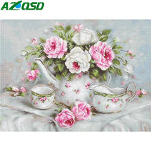 AZQSD Full Drill Diamond Painting Flower Mosaic 5D DIY Needlework Diamond Embroidery Floral Rhinestones Pictures Home Decor 2024 - buy cheap