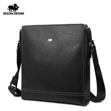 BISON DENIM Men Messenger Bags Luxury Genuine Leather Men Bag Designer Sewing High Quality Shoulder Bag Zipper Office Bag N20015 2024 - buy cheap