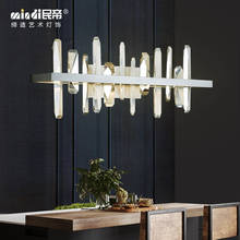 Lámpara de araña de lujo para bar, candelabro de cristal postmoderno, simple, de lujo, decoración de villa, larga y brillante personalizada 2024 - compra barato