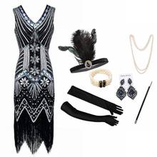 XS-4XL Vintage 1920s Flapper Great Gatsby Dress Spring Summer Fancy Costumes V-Neck Sleeveless Sequin Fringe Party Dresses 2024 - buy cheap