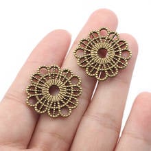 10pcs/lot Zinc Aalloy Lace Round Hollow Lace Charm Pendants for Jewelry Necklace Making Findings Accessories 25.5*25.5mm 2024 - buy cheap