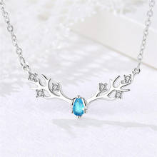 Sole Memory Blue Crystal, милые рога, рождественский подарок, компаньон, серебро 925 пробы, цепочка для ключицы, женское ожерелье, SNE442 2024 - купить недорого