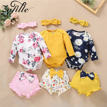 ZAFILLE Newborn Baby Girl Clothes Set 2021 Spring Floral Printed Bow Baby Girl Romper Set Infant Costume For Babies 2024 - buy cheap