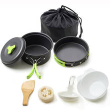 Ultralight Picnic Camping Cookware Utensils Tableware Pot Pan Bowls Spoon Tableware Set For Gas Cookers 1-2 Persons Travel 2024 - buy cheap