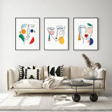 Настенный плакат с абстрактными линиями, Современная Картина на холсте с изображением женского лица, скандинавские настенные картины для декора гостиной 2024 - купить недорого