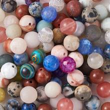 Contas espaçadoras de pedra natural 250, contas redondas, misturadas, tingidas e não tingidas, 8 ~ 8.5mm para fazer joias, colar, pulseira, diy 2024 - compre barato