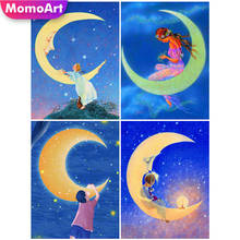 MomoArt 5D Diamond Painting Girl Full Square Diamond Mosaic Cartoon Moon Rhinestones Embroidery Scenic Cross Stitch Wall Decor 2024 - buy cheap