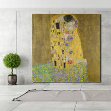 Gustav klimt o beijo cartaz da lona do vintage pintura sala de estar decoração casa moderna arte da parede pintura a óleo poster fotos 2024 - compre barato