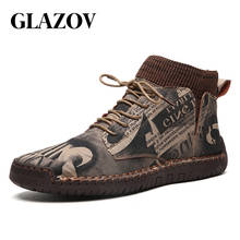 Zapatos cálidos de piel para hombre, botas informales de cuero dividido, botines impermeables con cordones de goma para exteriores, talla grande 48, invierno, 2020 2024 - compra barato