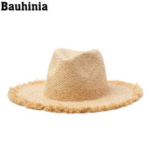 Bauhinia Summer Raffia Ladies Women New Fashion Wide Brimmed Floppy Sun Beach Straw Hat 2024 - buy cheap