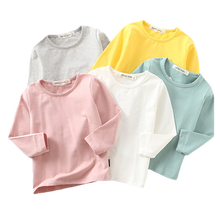 Camisa de manga longa infantil, camiseta casual para meninos e meninas de 2 a 6 anos de algodão 100% para primavera e outono 2024 - compre barato
