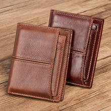 Men Wallet RFID Blocking Genuine Cow Leather Men's Wallets Bifold Short Male Wallet Coin Pocket and Card Holder 2024 - buy cheap