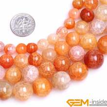 Yellow Crackle Agates Round Beads For Jewelry Making Strand 15 inch DIY Fashion Jewelry Bead For Bracelet Women Gifts 8 10 12mm 2024 - buy cheap