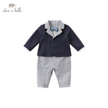 DBS15398 dave bella autumn new born baby boys fashion removable bow jumpsuits infant toddler clothes children romper 1 piece 2024 - buy cheap