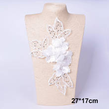 Apliques de renda para vestido de casamento, apliques de renda em remendo bordado, tecido de flores, 1 peça 2024 - compre barato