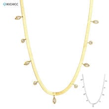 Kikichicc-collar de plata de ley 100% 925 para mujer, Gargantilla con colgante de circonita dorada, joyería de lujo para mujer, joyas de cristal 2024 - compra barato