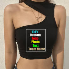 Customized picture LOGO summer women's sexy shoulder-cut irregular crop top 2024 - buy cheap