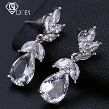 LXOEN Elegant Water Drop Shape Zirconia Crystal Bridal Long Drop Earrings Luxury Wedding Earings Jewelry for Brides 2024 - buy cheap